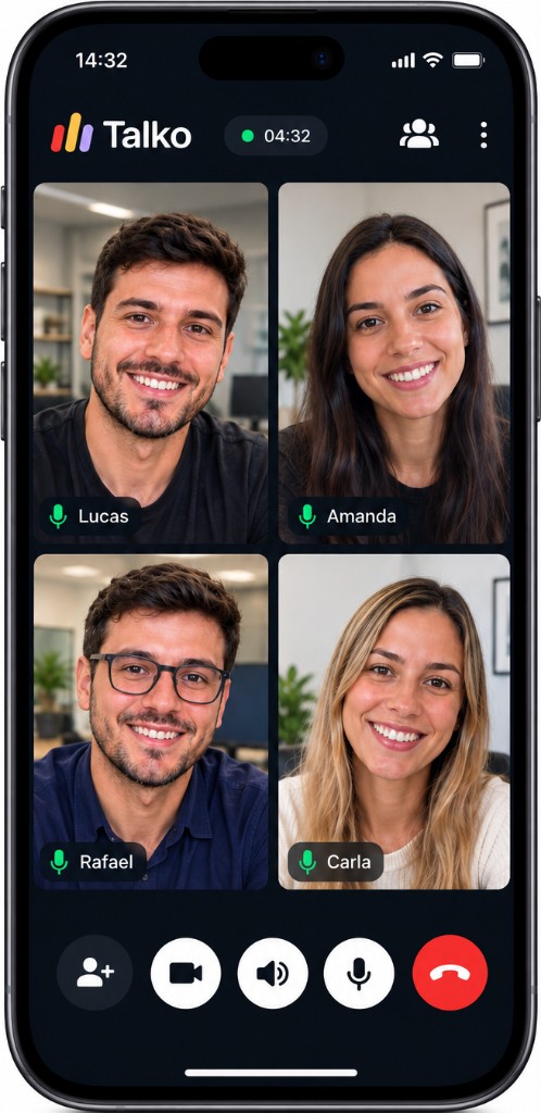 Vídeo em grupo no Talko